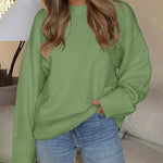 Women's Round Neck Long Sleeve Oversized Plush Knitted Thick Warm Pullover Sweater Top