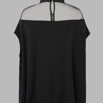 Batwing Sleeves See-Through High-Neck Blouses&Shirts Tops