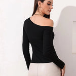 Sexy Hollow Waist Long-sleeved Sweater Base Shirt