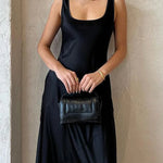 Silky U-Neck Sleeveless Tank Dress Long Slip Dress