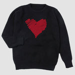 Nadorine Casual Heart Round Neck Pullovers Long Sleeve Sweaters