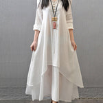 Loose Boho Cotton Maxi Kaftan Dress Layer Casual Long Tunic Dress