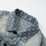 KZZ Men's two-piece jacquard denim suit