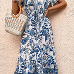 Bohemian Blue V-Neck Dress