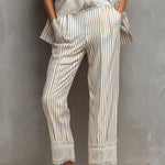 Vintage Striped Lace Short-sleeved Blazer