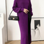 Original Loose Solid Color Split-Front Sweater Dress