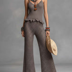Boho-Vintage Elegant Open-Knit Two-Piece Set