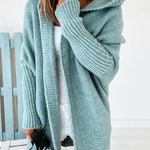 Hooded Batwing Knit Sweater with Soft and Loose Fit, Back Panel Patchwork