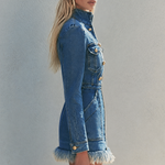 gold-zipper-fringed-denim-mini-dress