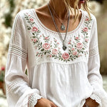 Amabel™ | Boho Floral Embroidered Blouse