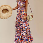 Nadorine Women's Bohemian Floral Print Daily Holiday Going out V Neck Sleeveless Dress
