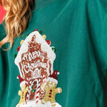 Christmas Candy House Sequined Casual Loose Sweatshirt