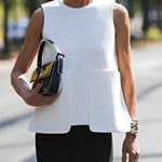 A-Line Loose Solid Color Split-Joint Round-Neck Vest Top