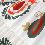Positioning Plant Leaf Print Long Dress