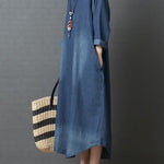 Loose Denim Shirt Maxi Dresses