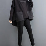 Casual Loose Split-Joint High-Neck Long Batwing Sleeves T-Shirt