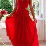 Margovil V Neck Sleeveless Cut Out Swing Maxi Dress