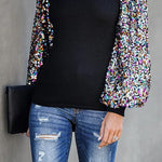 Margovil Sequin Lantern Sleeve Festive Blouses