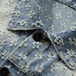 KZZ Men's two-piece jacquard denim suit