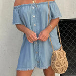 NEW SHORT SLEEVE CASUAL DENIM DRESS (BUY 2 FREE SHIPPING)