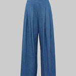 Loose Wide Leg Pleated Pockets Solid Color Jean Pants Bottoms Trousers