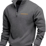 KZZ Men's Solid Half Zip Up Sweatshirt Loose Casual Long Sleeve