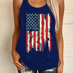 Independence Day Sleeveless Casual American Flag Tank Tops Loose Cute Printed Workout Sports Athletic T Shirts