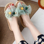 Bowknot Gauze Open Toe Split-Joint Slippers