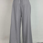Loose Wide Leg Pockets Solid Color Ninth Pants Trousers