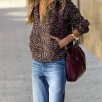 Vintage Leopard Print Hooded Zip-Up Jacket