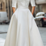 Timeless Ivory Satin Shirt Dress With Front Buttons