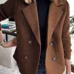 Lapel Button-Down Knit Sleeve Casual Jacket