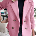 Lapel Button-Down Knit Sleeve Casual Jacket