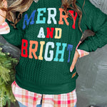 Blackish Green Merry And Bright Quilted Sweatshirt