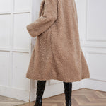 Faux Fur Long Grain Fleece Wool Cardigan Coat