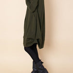 A-line Long Sleeves Pleated Solid Color Round-neck Dresses Maxi Dresses