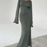 Nadorine Elegant Fungus-trimmed Backless Strappy Dress for Women Casual Summer Vacation 2026