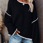 Oversized Soft Knit Long Batwing Sleeve Pullover Sweater Tunic Outfit Tops