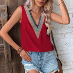 V-neck lace casual solid color shirt