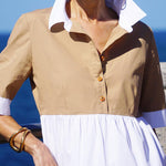 Shirt Collar Colorblock Cake Dress