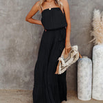 Solid Color Tube Top Stitching Backless Long Dress Strapless Backless Robe Dress