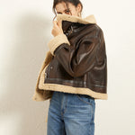 Loose Thick Lapel Velvet Imitation Leather Jacket Coat