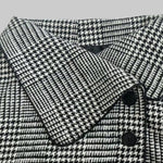Long Sleeves Loose Asymmetric Houndstooth Plaid Stand Collar Jackets Outerwear