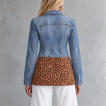 Leopard Patchwork Longline Denim Jacket
