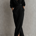 Luciana | Draped Maxi Dress with Kimono Sleeves and V-Neck