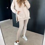 Slit Hoodie Pencil Pants Two Piece Set