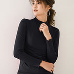 10 Colors Simple Solid Color Long Sleeves High-Neck T-Shirt Top