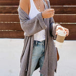Knit Open-Front Split Cardigan