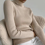 Vertical Stripe Knitted Turtleneck Sweater