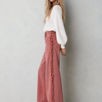 Retro Western Star Patch Fringe Wide Leg Women's Jeans